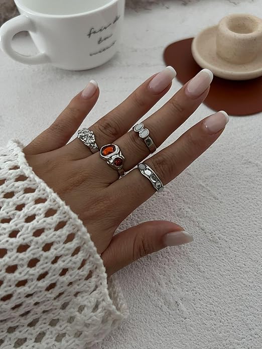 Sora Tuki Rings for Women Chunky Rings Set Adjustable Stackable Ring for Women Bold Thick Statement Ring Trendy Chunky Jewelry