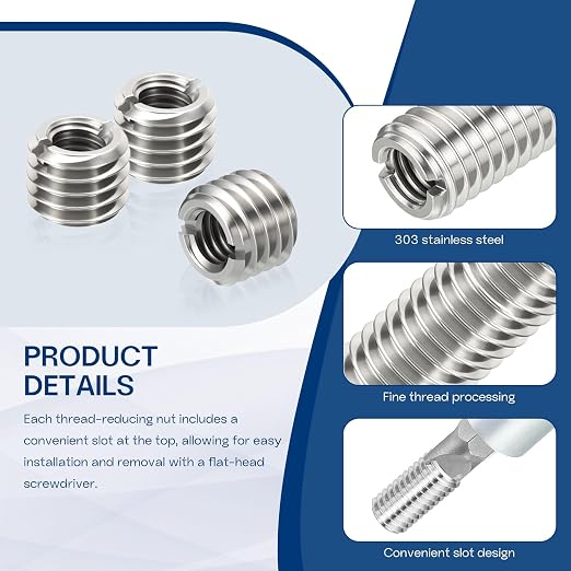 10Pcs Thread Adapter Sleeve Reducing Nut, M8 M to M4 F, 8mm Length | M8 x 1.25 - Image 4