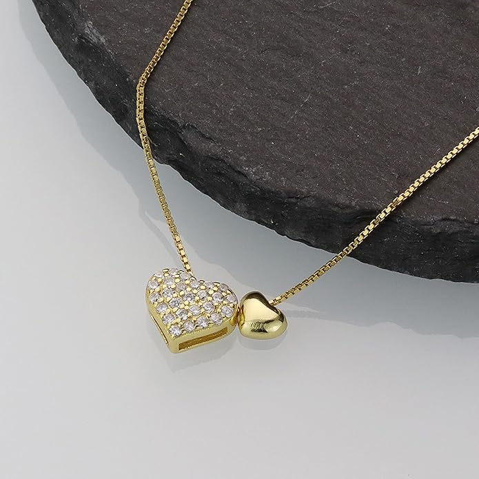 LOVECOM Valentines Gifts S925 Sterling Silver Heart Necklace for Women Dainty 14k Gold Plated CZ Infinity Double Cross Star Pendant Choker Necklaces Trendy Bead Chain Jewelry Gifts for Mom Daughter