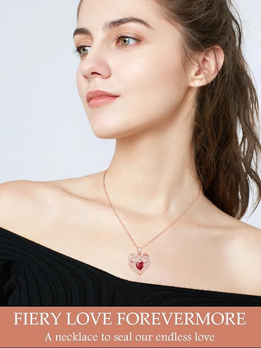 Infinity Rose Gold Valentines Heart Birthstone Necklace for Women,I Love You Always and Forever Jewelry,Valentines Anniversary Birthday Gifts for Her Wife Mom Grandma Daughter
