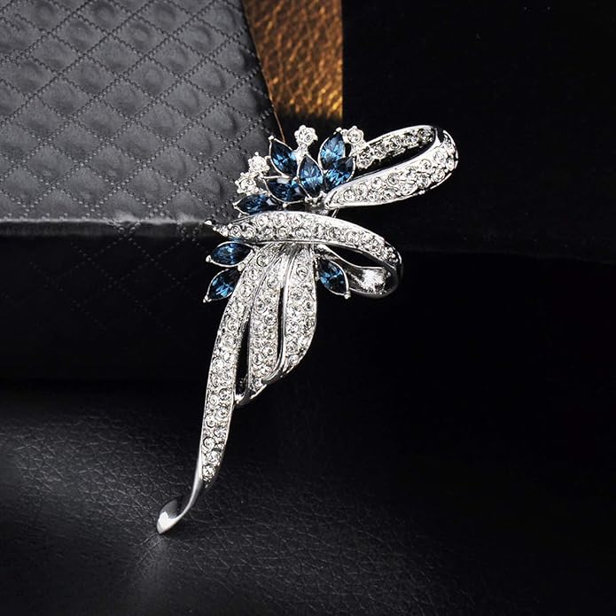 Created Crystal Brooch Fancy Vintage Style Flower Brooch Pin for Women, girls, ladies with Blue/Purple Created Crystal | Vintage Fashion | Brooches and Pins for Women | Ladies Jewelry