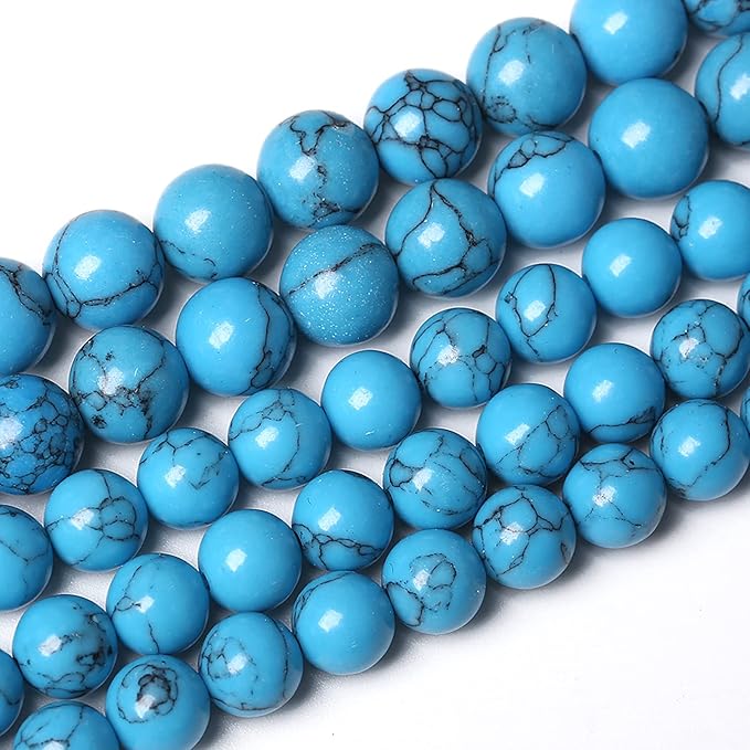 90PCS 4mm Natural Stone Beads Blue Turquoise Round Loose Gemstone Beads for Jewelry Making DIY Bracelet Necklace 15 Inch,Energy Stone Healing Power (Blue Turquoise Beads, 4mm)