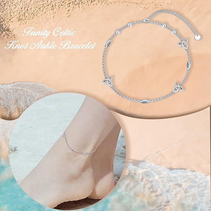 WINNICACA 925 Sterling Silver Anklets for Women Adjustable Beaded Butterfly Opal Anklet Bracelet Foot Chains Jewelry Gifts for Women Beach Birthday Christmas Gift