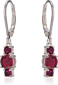 Amazon Essentials Sterling Silver Genuine and Created Gemstone Three Stone Birthstone Leverback Dangle Earrings