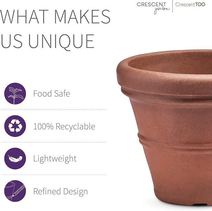 Crescent Garden Brunello Small Classic Rolled Rim Planter, Indoor/Outdoor - Image 4