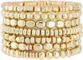 Gold Plated Beaded Bracelets for Women Trendy, 14K Gold Plated Stack Cross Pearl Gold Plated Bead Stretch Bracelets Set Elastic Hypoallergenic Bracelets Jewelry Gifts