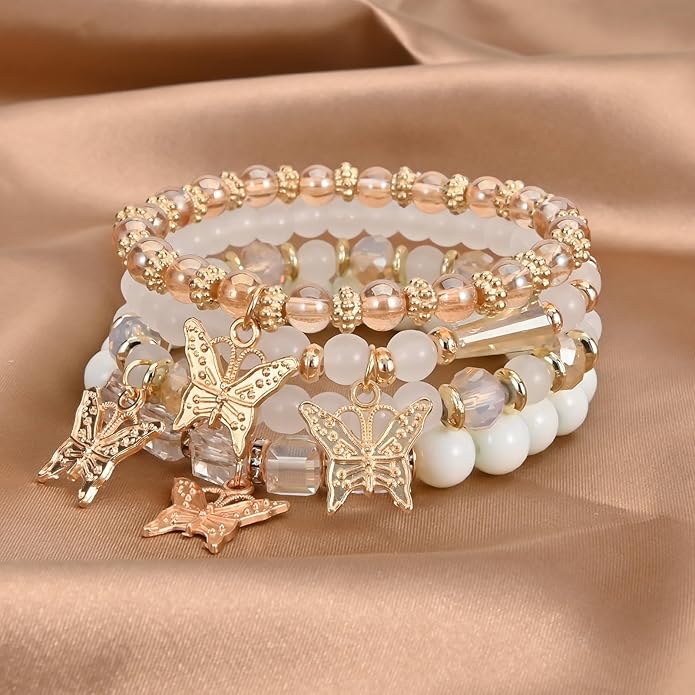 Bohemian Bracelet Sets for Women - 6 Sets Stackable Stretch Bracelets Multi-color Boho Jewelry for Women Hippie Bracelets Dainty Jewelry