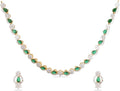 TARINIKA Green and White Cubic Zirconia(CZ) Indian Necklace Set with Earrings, Gold Plated Brass Fashion Indian Jewelry Gift for Women Bollywood Costume Jewellery