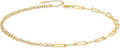 Aobei Pearl 18K Gold Plated Paperclip Chain Choker Satellite Chain Freshwater Cultured Biwa Pearl Pendant Necklace Dainty Jewelry for Women