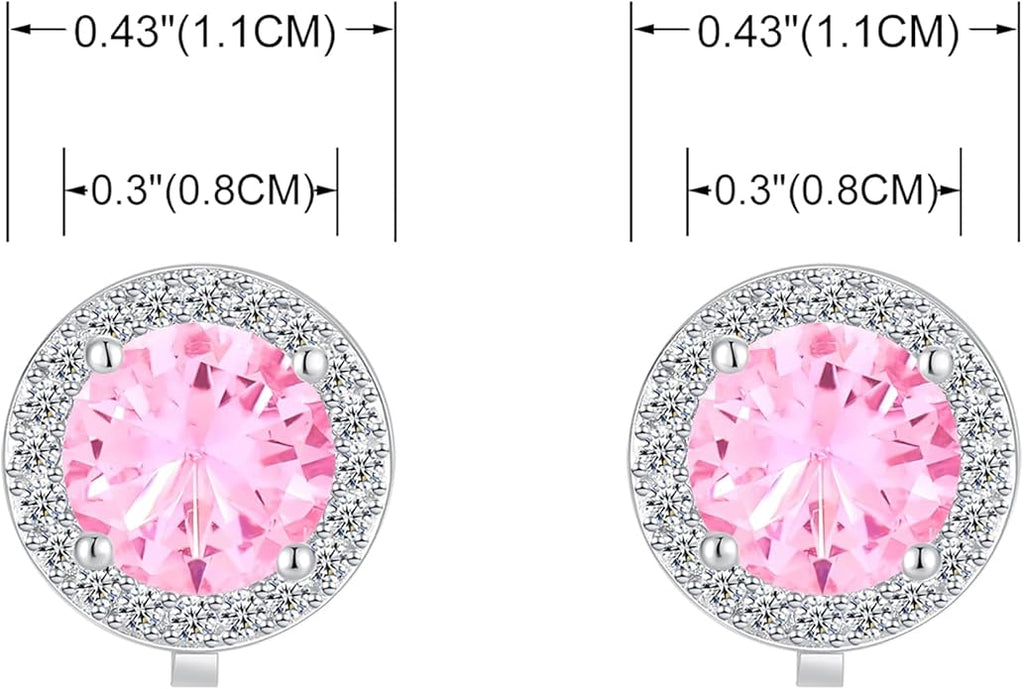 YOQUCOL 8MM Cubic Zirconia Crystal Clip On Stud Earrings Round Non Pierced Earrings for Women