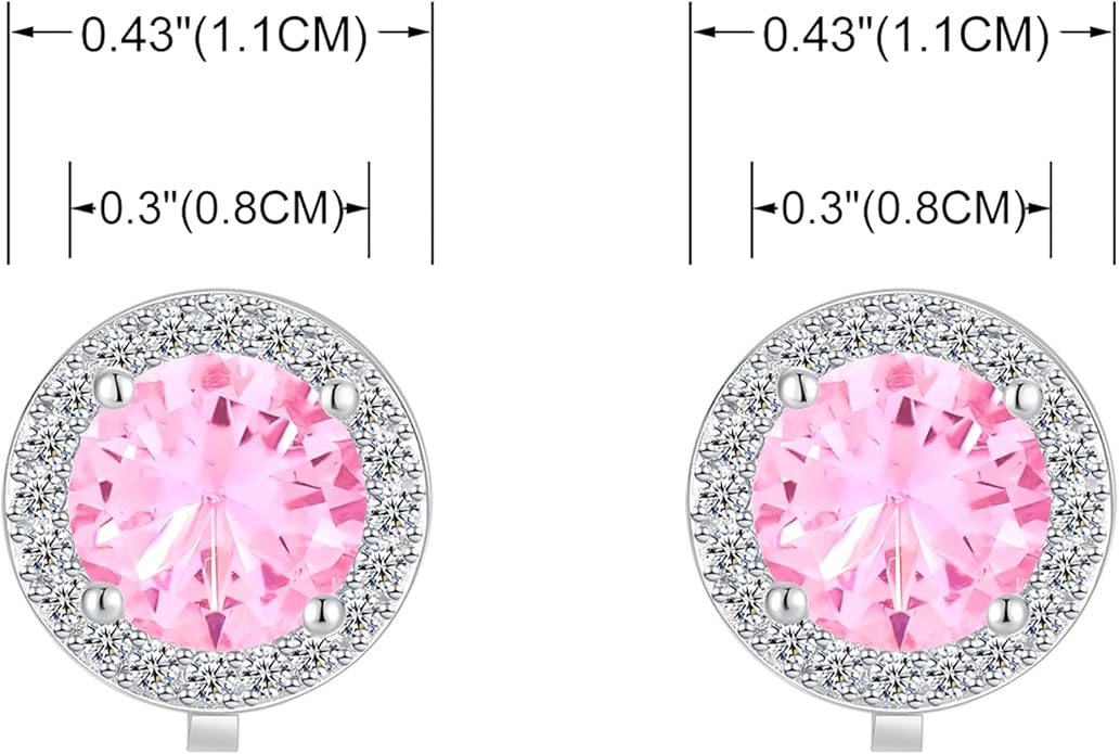 YOQUCOL 8MM Cubic Zirconia Crystal Clip On Stud Earrings Round Non Pierced Earrings for Women