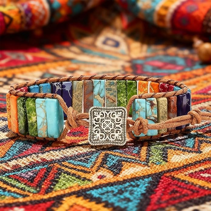 ZOSOJONA 7 Chakra Bracelet Bohemian Handmade Leather Wrap Healing Protection Natural Stone Yoga Beaded Bracelets Boho Friendship Jewelry