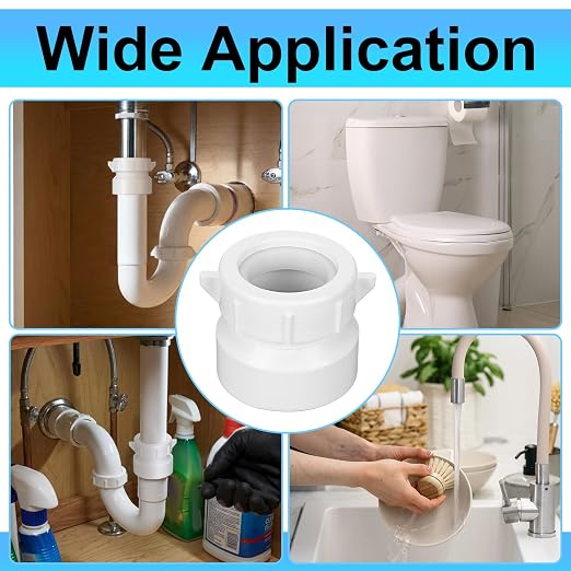 4 Pack 1-1/2 Hub x 1-1/4 Slip PVC Trap Adapter Dwv Drain Pipe Slip Coupling - Image 4