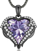 CDE Valentines Day Gifts for Women Angel Wings Necklace for Women with Birthstone, Love Heart Silver Tone/Gold Tone Pendant, Ideal Anniversary or Birthday Jewelry Gifts for Wife Girlfriend Her