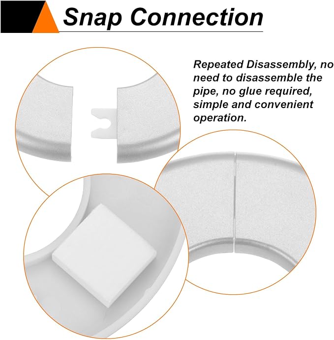 HARFINGTON 2pcs Wall Split Flange 44mm/1.7" Self-Adhesive Plumbing Cover Plates - Image 4