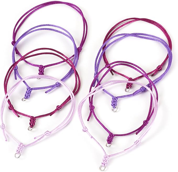 40Pcs Adjustable Braided Cord Colorful Waxed Thread Half Finished Bracelet with Jump Rings Knotting Bracelet Ropes for Wrist DIY Women Jewelry Friendship Bangle Decor 8.5-16cm Long-Purple