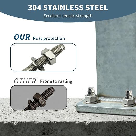 3/8" x3-3/4 304 Stainless Steel Wedge Concrete Anchors, Heavy Duty Expansion - Image 3