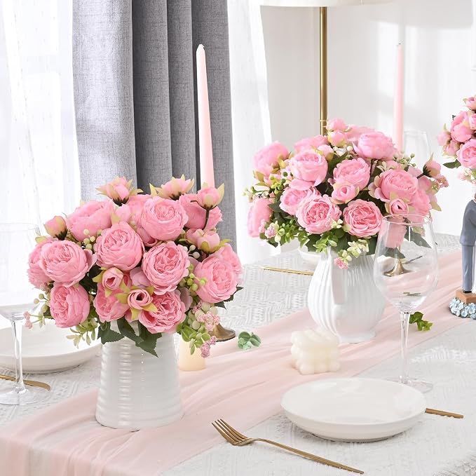 8 Packs Peonies Artificial Flowers, Light Pink Silk Artificial Peonies | Fake - Image 5