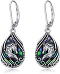 Animal Earrings 925 Sterling Silver Abalone Shell Dangle Drop Earrings Leverback Earrings Cute Animal Jewelry Gifts for Women Girlfriend