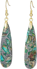 Boho Women Natural Stone Earrings Unique Healing Imperial Jasper Gemstone Energy Hypoallergenic Lightweight Dangle Drop Earrings Multiple Styles Earrings Jewelry for Birthday Party Gift