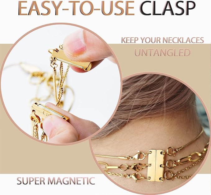 Layering Necklace Clasp 18 K Gold and Silver Separator for Stackable Necklaces