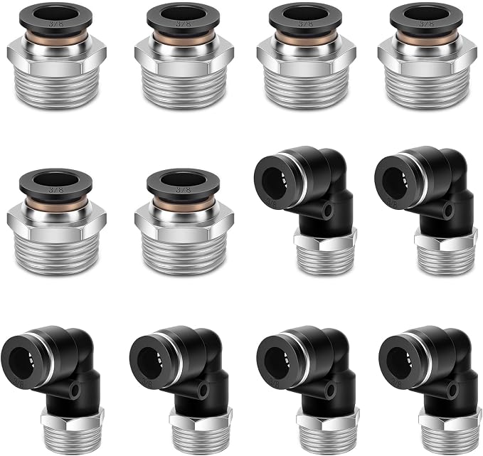 CNAODUN 12 Pcs Push to Connect Fittings 3/8 Inch Tube OD x 1/2 Inch NPT Thread by CNAODUN