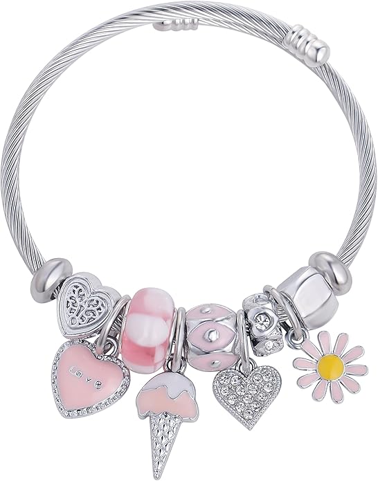 Charm Bracelets for Girls Cute Cartoon Friendship Bracelets Adjustable Bangle Gifts for Girls DIY Jewelry
