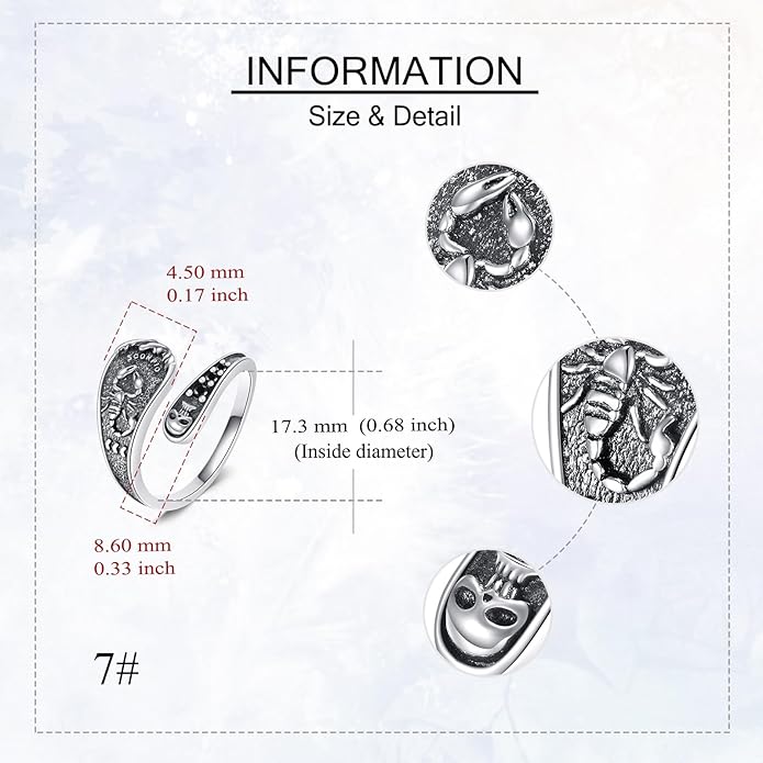 URONE Hummingbird/Bee/Scorpion/Moon Phase Spoon Ring Sterling Silver Thumb Ring Vintage Jewelry Gifts for Women