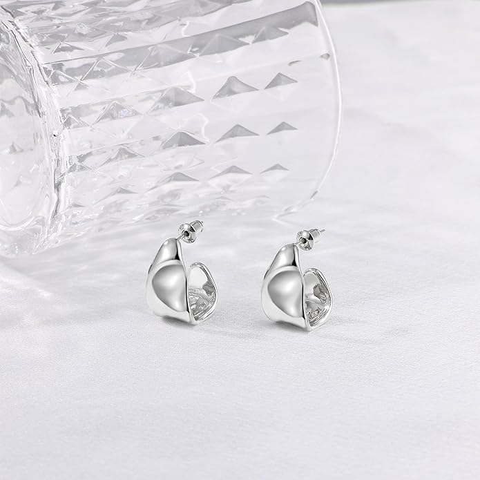 Gacimy Chunky Earrings for Women, Teardrop Earrings with 925 Sterling Silver Post, 14K Gold Plated Statement Drop for Women