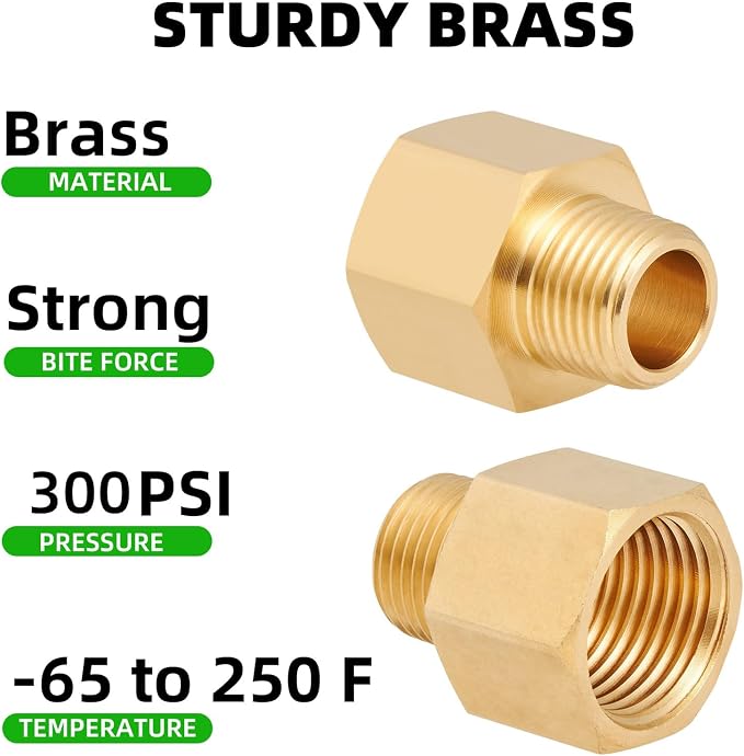 Brass Pipe Fitting, 3/8 Inch NPT Male to 1/2 Inch NPT Female Brass Pipe Hose - Image 4