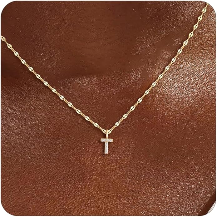 Initial Necklaces for Women,14K Gold Plated Necklaces, A-Z Letter Pendant Charm Necklace Trendy Dainty Hypoallergenic CZ Custom Personalized Name Necklace Gold Jewelry Birthday Christmas Gift for Her