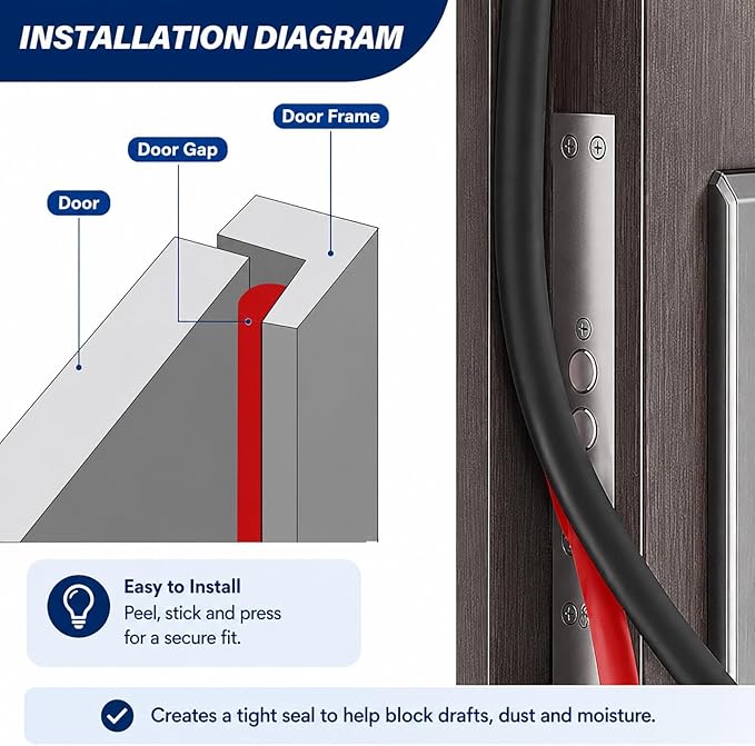 20FT Silicone Weather Stripping Door Seal, 0.7 x 0.4 Inch - Image 5