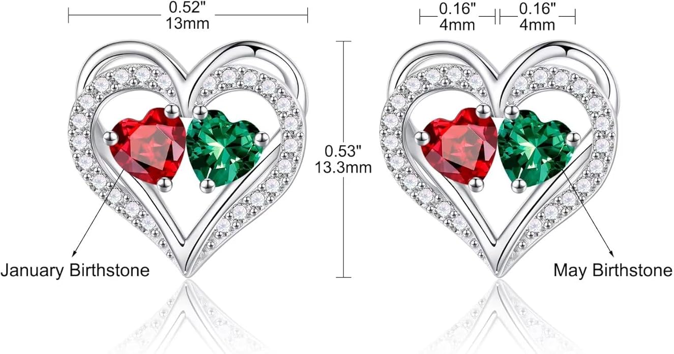 Iefil Valentines Day Gifts for Her - 925 Sterling Silver Birthstone Earrings, Anniversary Birthday Gifts for Women Wife Girlfriend Mom