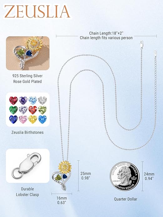 Valentine's Day Gifts for Wife 925 Sterling Silver Double Birthstone Pendant Necklaces I Love You for Always and Forever Necklace Anniversary Birthday Gifts for Wife Girlfriend Mom Her