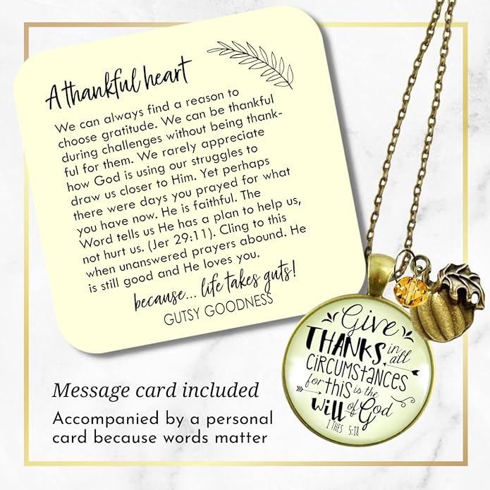 Gutsy Goodness Autumn Necklaces Fall October Theme Pumpkin Spice Halloween Thanksgiving Themed Pendant Message Jewelry