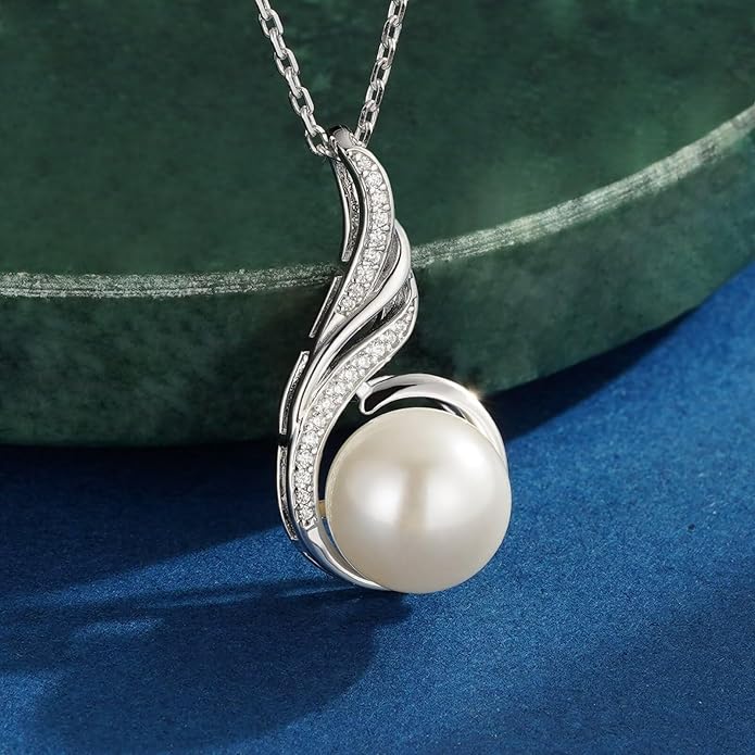 Iefil Valentines Day Gifts for Her - 925 Sterling Silver 10-11mm Freshwater Pearl Necklace, Anniversary Birthday Gifts for Women Wife Girlfriend