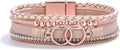 FANCY SHINY Boho Leather Wrap Bracelet Stackable Infinity Chunky Cuff Bracelets Western Hippie Outfits Jewelry Valentine Gifts for Women
