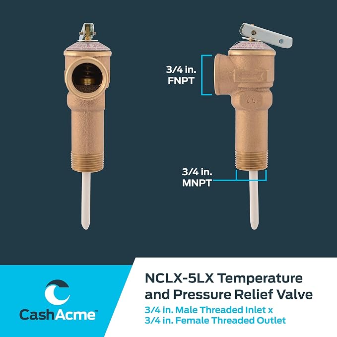 Cash Acme 3/4 Inch NCLX-5LX Temperature and Pressure Relief Valve, Push to - Image 5