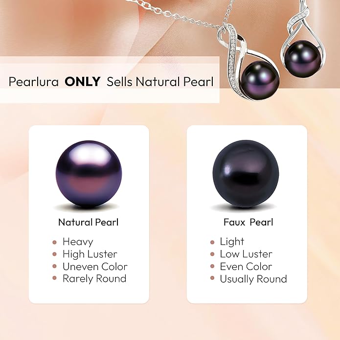 Natural AAA+ 9mm Natural Black pearl necklace for women - Real pearl necklace (18k gold platted 925 sterling Silver)- Gifts For Wife Wedding Anniversary - cultured pearl necklaces for women - necklace for wife birthday - jewellery for women