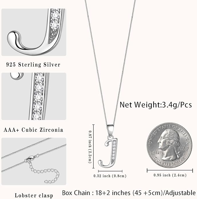Aurora Tears Letter Necklace Initial 925 Sterling Silver Alphabet Pendant Crystal Name Gift Women Cubic Zirconia Jewelry