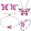Aurora Tears Butterfly Jewelry,Women 925 Sterling Silver Butterflies Birthstone Pendant Necklace/Earrings/Rings Wedding Gift