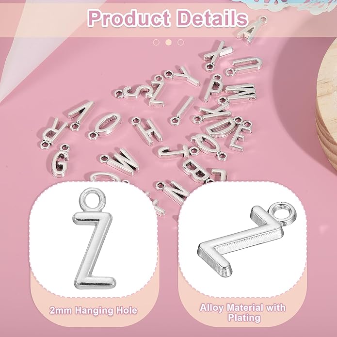 uxcell Letter Charm, Alloy Letter Initial Alphabet Charm for DIY Crafts Jewelry Making Bracelet Earrings Necklace
