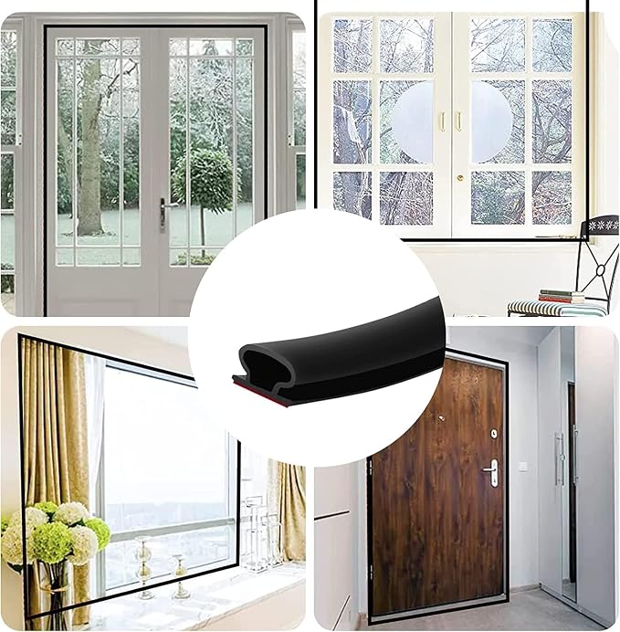 ESUFEIR 19.7Feet Door Weather Stripping Door Seal Strip, Self-Adhesive Rubber - Image 8