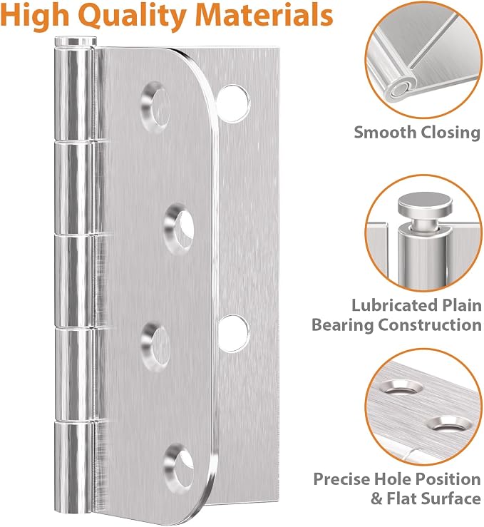 24 Pack Brushed Nickel Door Hinges, 4 Inch Heavy Duty Hinges - Image 3