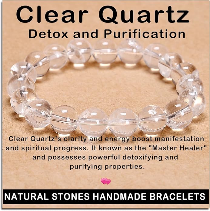 AD Beads Handmade Gemstone Stretch Elastic Bracelet Crystal Healing Reiki Nature's Beauty and Spiritual Essence Unisex