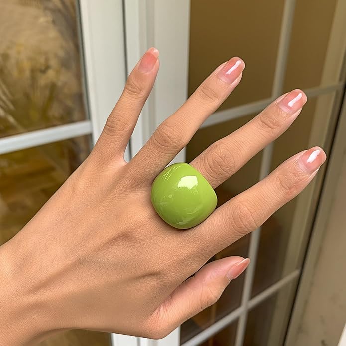 Colorful Chunky Acrylic Ring for Women,Vintage Statement Stackable Rings Candy Color Knuckle Finger Rings Y2K Fashion Classic Jewelry