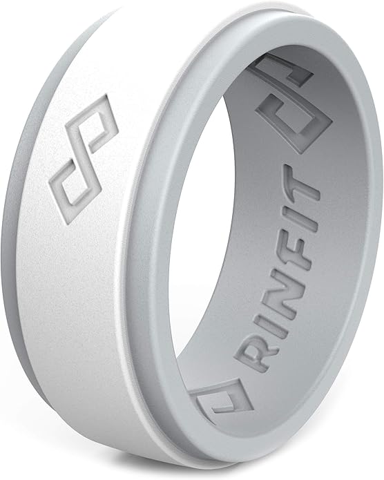 Rinfit Silicone Rings for Men 9mm Wide, 2mm Thick - Mens Rubber Wedding Bands - Infinity Ring with 2 Layers - Patented Design
