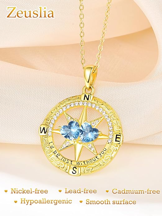 Valentine's Day Gifts for Wife 925 Sterling Silver Double Birthstone Pendant Necklaces I Love You for Always and Forever Necklace Anniversary Birthday Gifts for Wife Girlfriend Mom Her