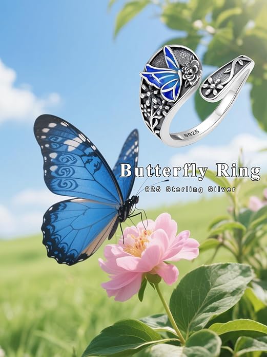 Vintage Adjustable Thumb Rings 925 Sterling Silver Sunflower/Red Cardinal/Butterfly/Turtle/Skull Ring Jewelrry for Women Men