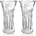 Dicunoy Set of 2 Glass Flower Vase, 9.5" Large Flower Vases by Dicunoy